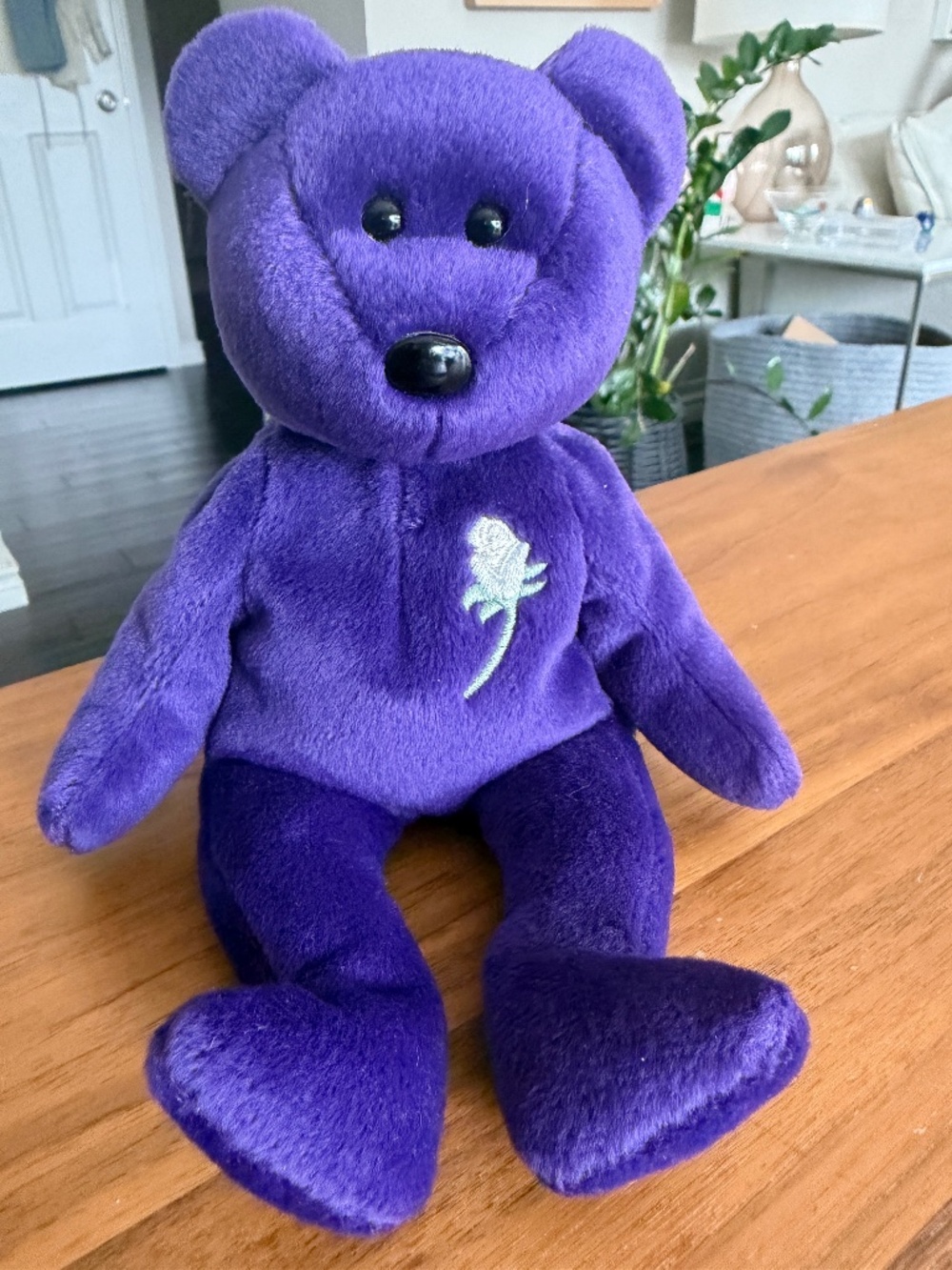 TY Beanie Baby Princess Diana Bear 1997 Purple PE Pellets China Red StarTush Tag